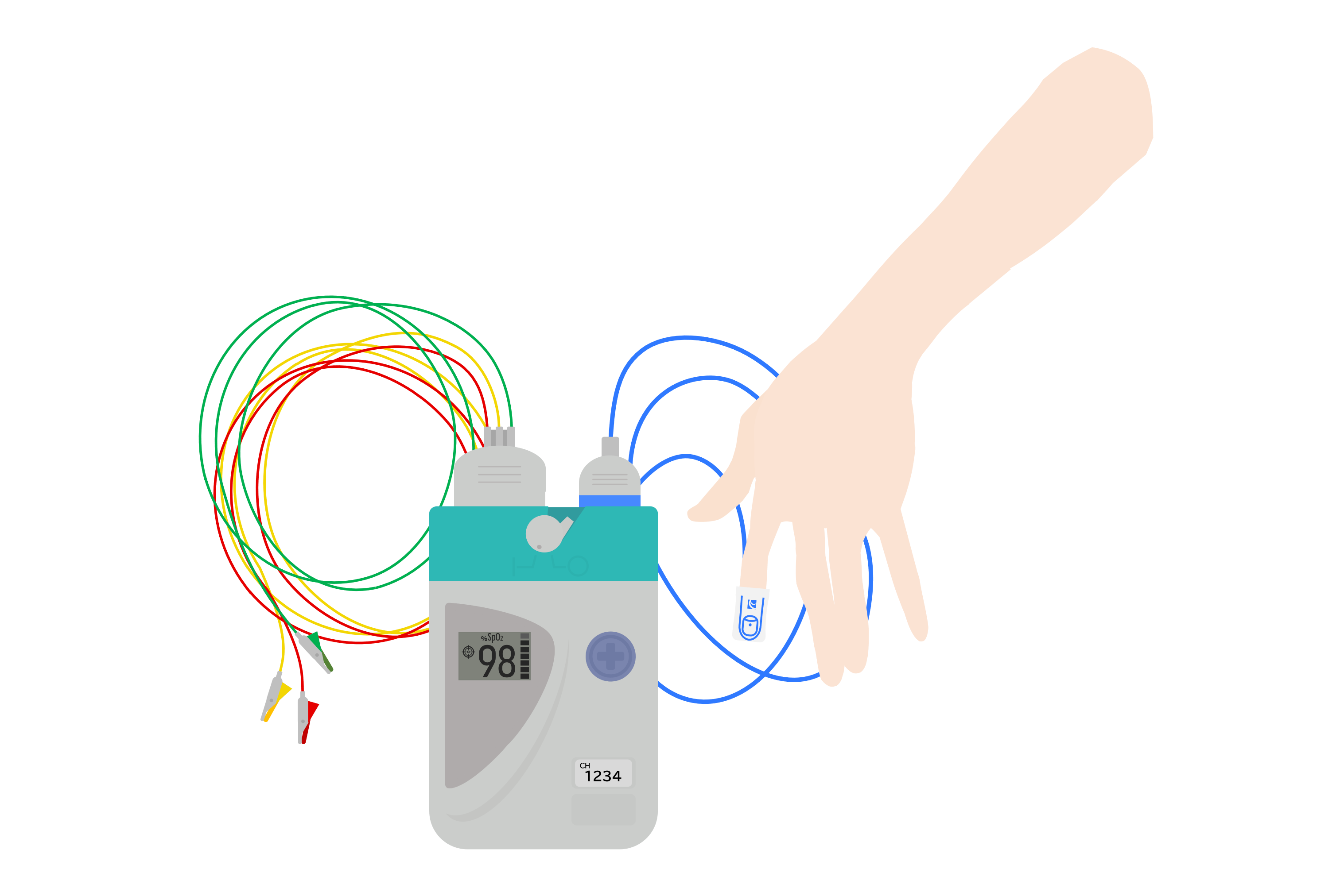 モニター送信機3 Spo2 On あおみどりの医療フリー素材